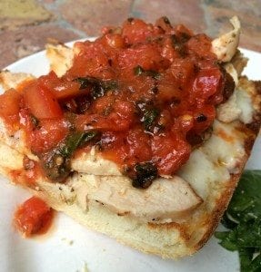 chicken bruschetta open faced sandwich recipe