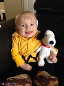 homemade charlie brown baby costume