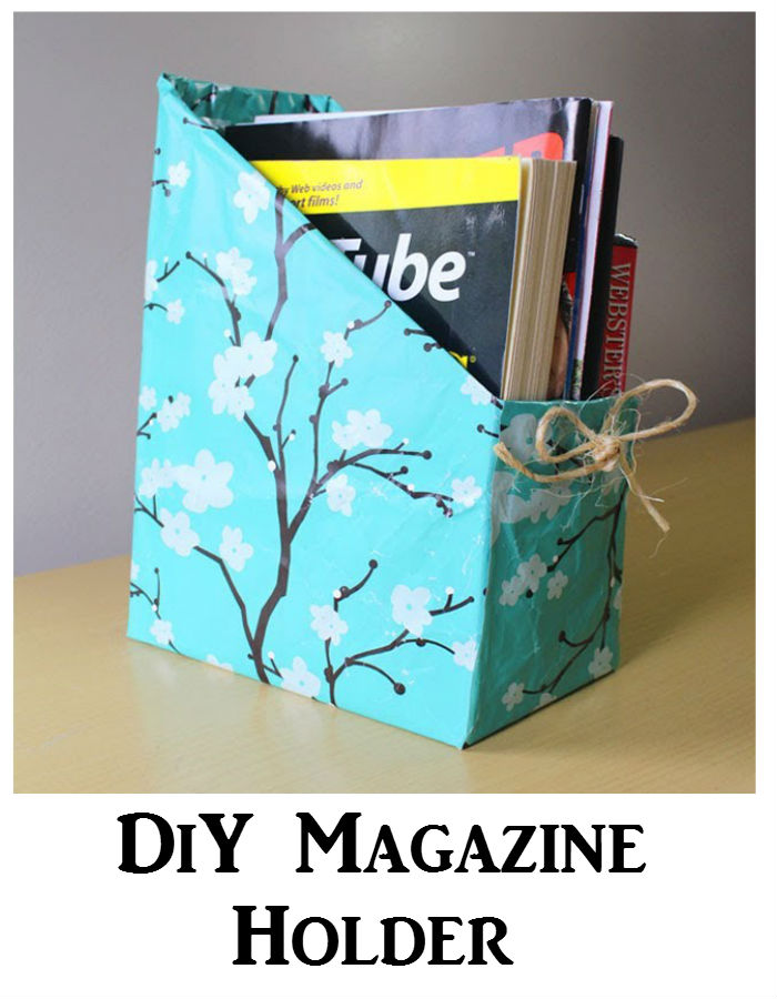 Organize books and magazines with DIY magazine holder. Sturdy and colorful holder to keep everything in place.