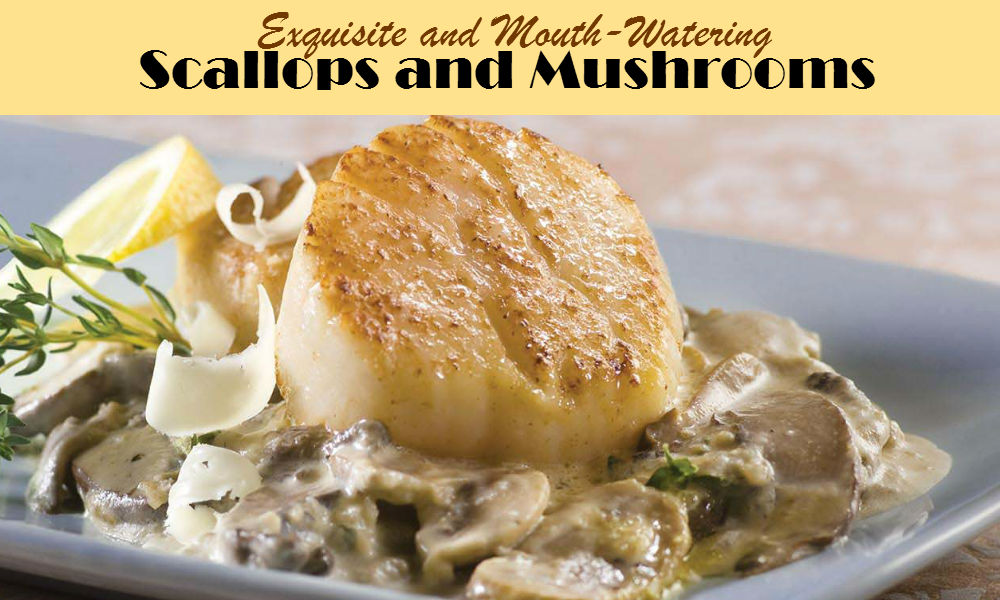 Exquisite Scallops and Mushrooms that bring back memories of the sea shore. The scallops, mushroom and sauce bring a robust flavor like no other. A simple and yet delightful dish.