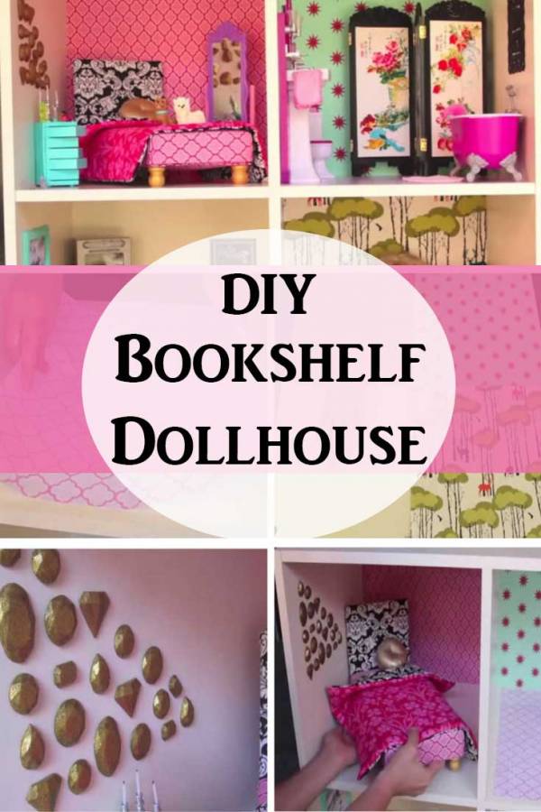 Turn the old bookshelf into a pretty dollhouse your little girl will love. Amazing, craft and colorful.