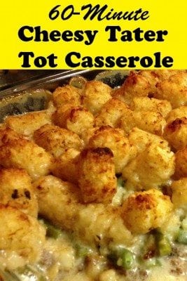 Creamy, cheesy and simple Cheesy Tater Tot Casserole is surely a classic comfort food.  It is a heavy meal that adults and kids alike would love.