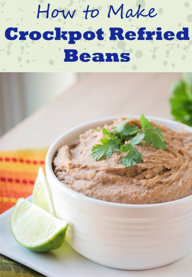 Beans are a frugal super food...they cost pennies and are packed with protein and fiber. A can of refried beans costs about $1, and this Crock Pot Refried Bean Recipe can be made for about 50¢.
