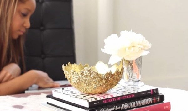 diy glitter accent bowl