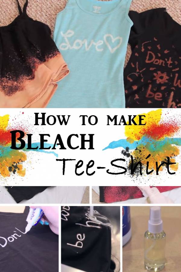 Add artisitc touch to your plain shirts with bleach. DIY bleach shirts are perfect this summer!