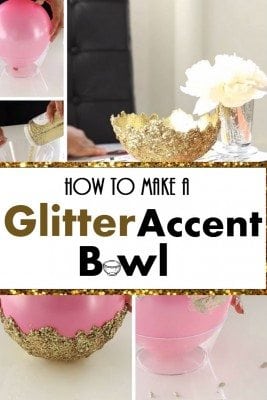 A DIY glitter accent bowl easily adds glamour to your home. It can hold light stuff and trinkets like candies, pencils, etc.