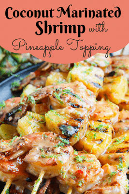 Coconut Marinated Shrimp with Pineapple Topping is not difficult to prepare and very delicious. Your family will surely be excited to come home to this flavorful and sweet dish. Pineapple toppings give this meal a tropical feel.