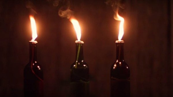 diy wine bottle tiki torch