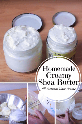 Keep your hair healthy and shiny with homemade creamy shea butter made from simple ingredients you can find at home.