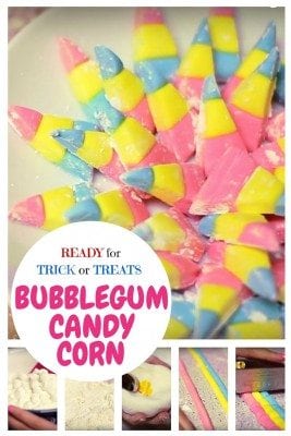 Homemade bubblegum candy corn is the perfect Trick or Treat sweets for kids. Satisfy your sweet tooth!