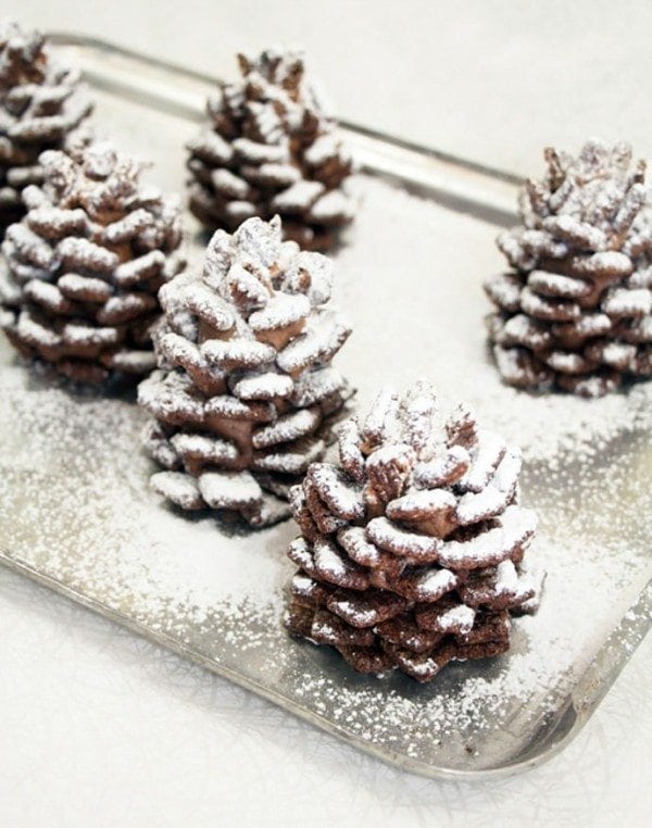 snowy chocolate pinecones