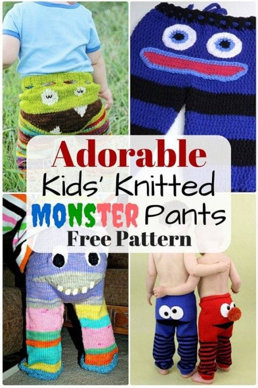 Super cute knitted monster pants that you and your kids will surely adore. Click to see the tutorial and free patterns for your convenience.