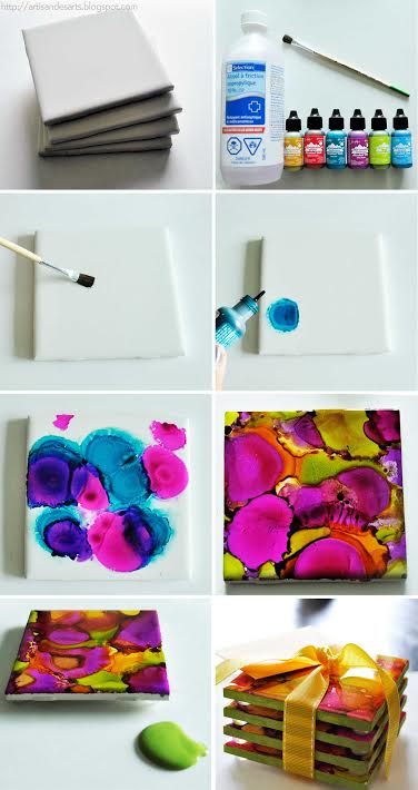 Alcohol Ink Dyed Coasters
