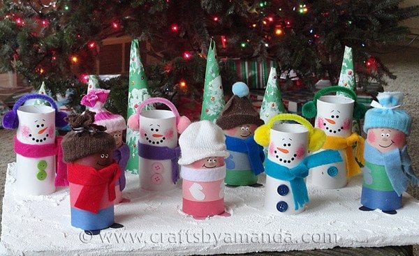 cardboard tube children and snowmen