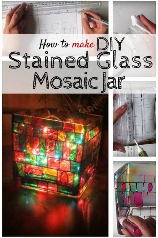 A beautiful centerpiece that you can create in 4 simple steps. A DIY stained glass mosaic jar is a great addition to any living space.