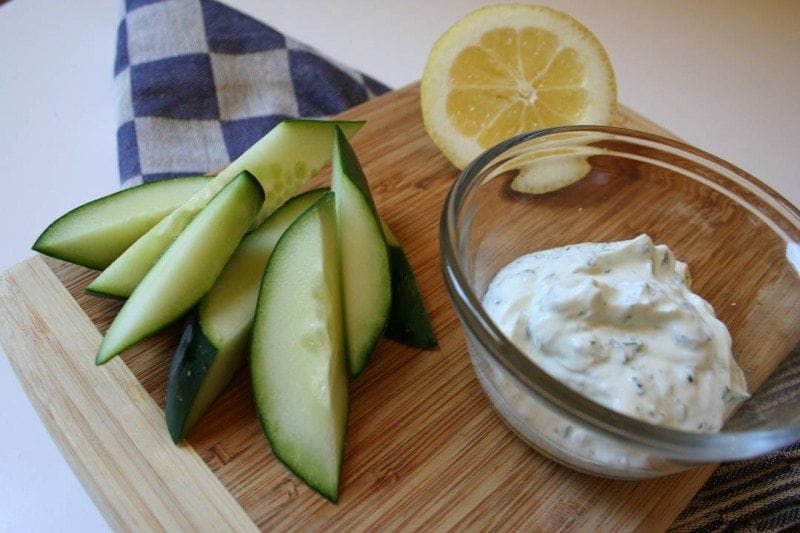 How to Eat Healthy For Less Than $400 a Month - Greek Yogurt and cucumber