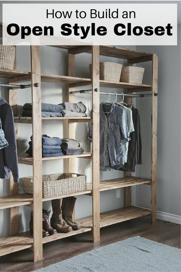 Maximize your storage space with this gorgeous DIY open style closet. Perfect for homes with limited space.
