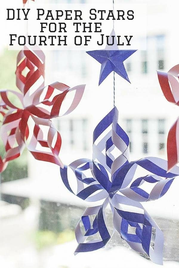 These DIY paper stars set the festive mood for Fourth of July celebration. They are great as garland or simply hang them on your windows.