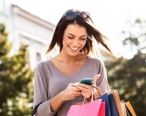 girl shopping on phone