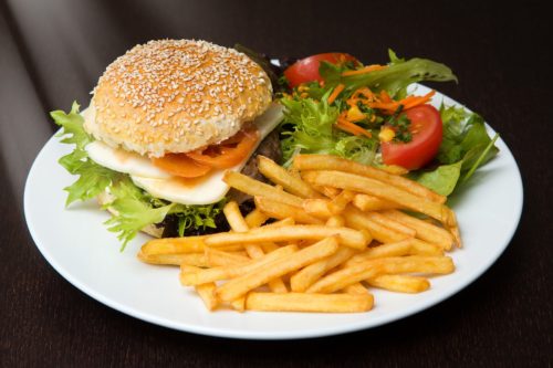 Hamburger on plate