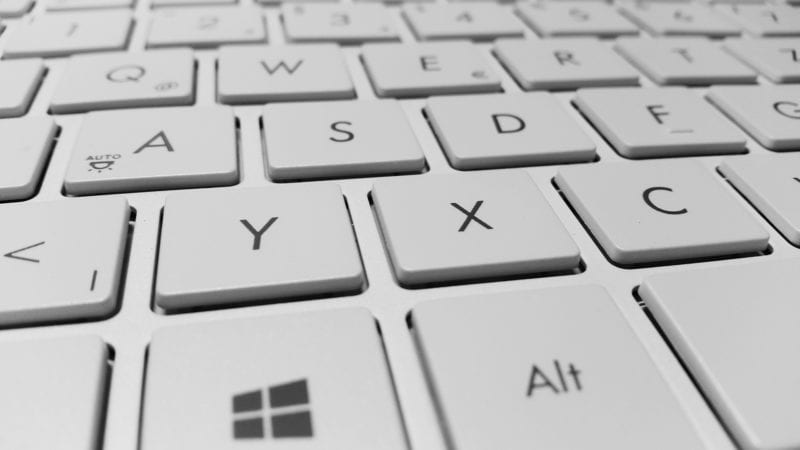 A white keyboard close up
