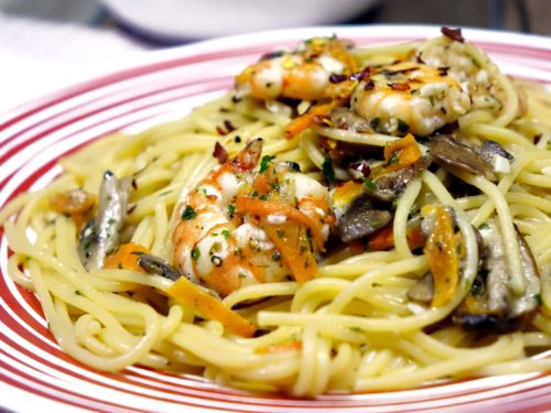 Spaghetti with mushrooms