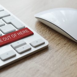 Keyboard with a red Get Me Out Of Here button