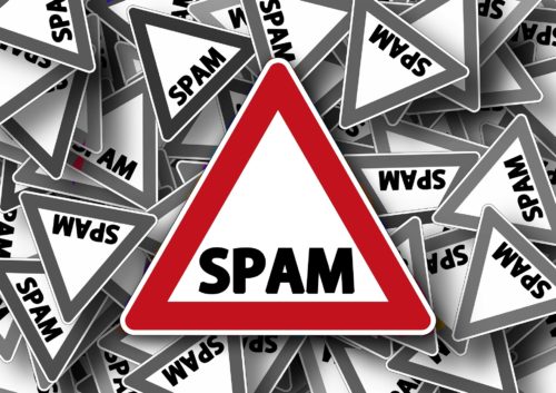 Triangular spam sign