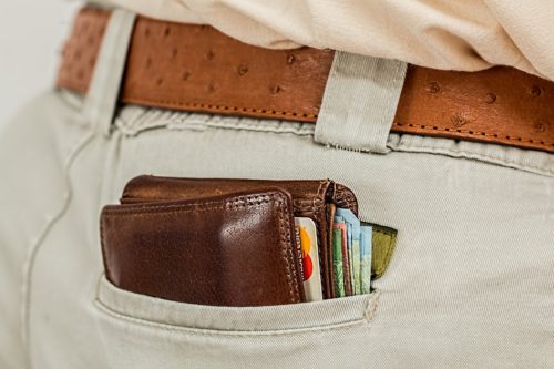 Wallet in a man's pants pocket