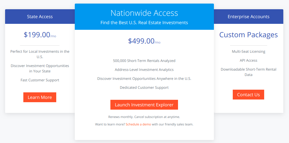 AirDNA Investment Explorer pricing