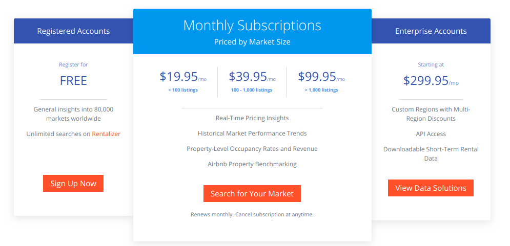 AirDNA MarketMinder Pricing