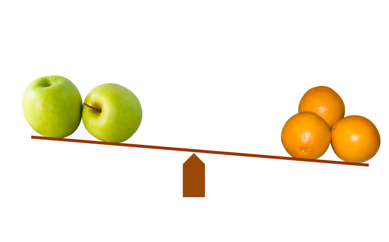 Apples versus oranges on a scale