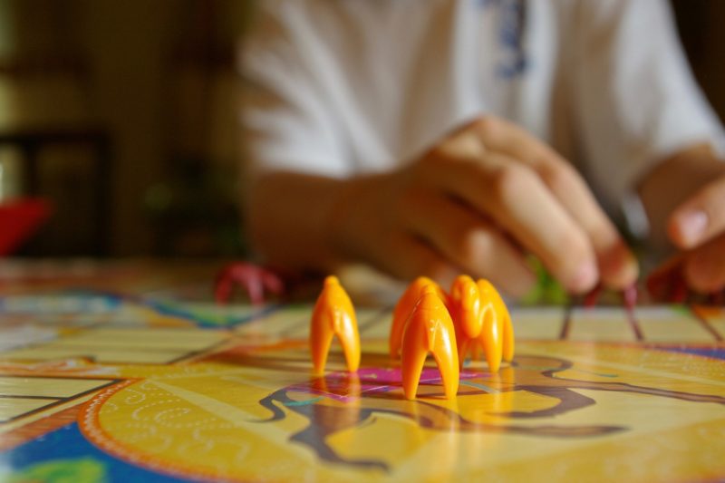 A game of Parcheesi in progress