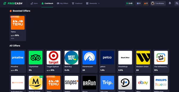 Freecash cashback offers