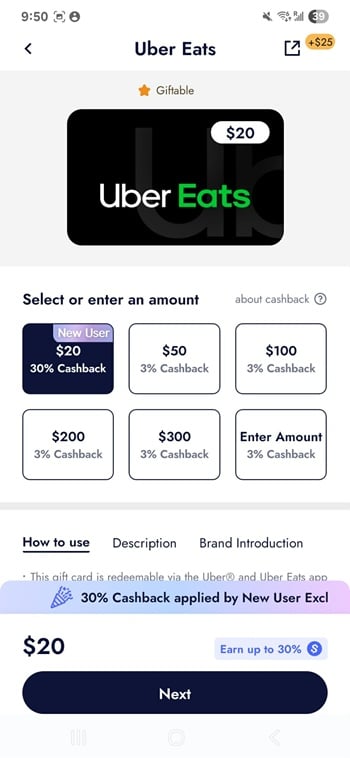 Snaplii welcome bonus buy gift card