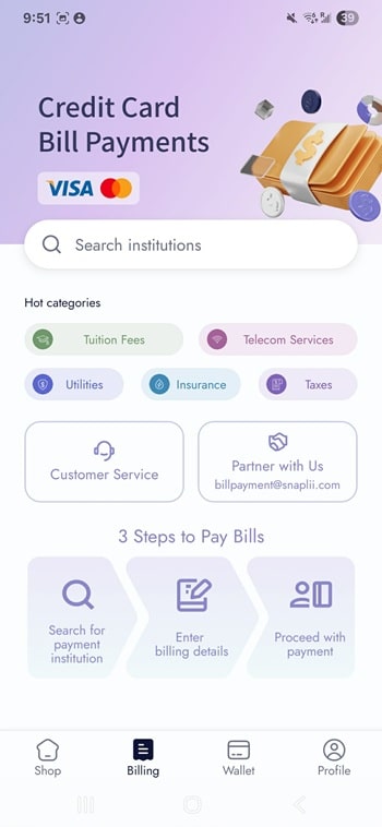 Snaplii connect bank card