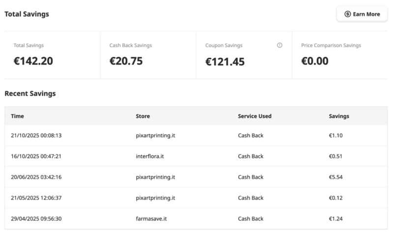Coupert payment and savings proof.